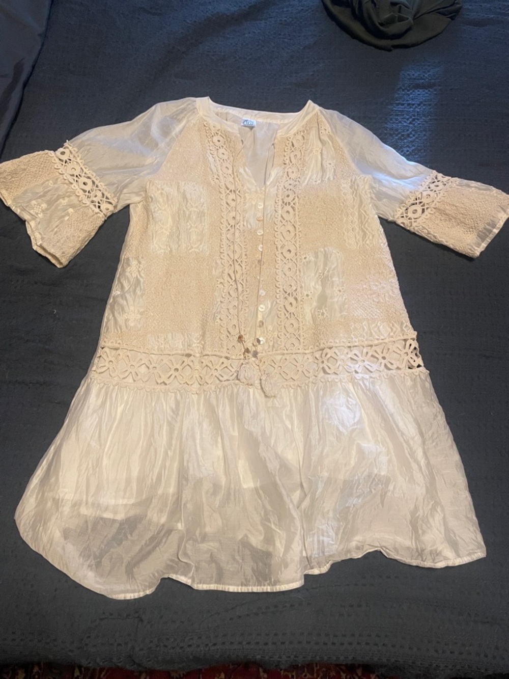 Cream Lace-Trim Women's Dress